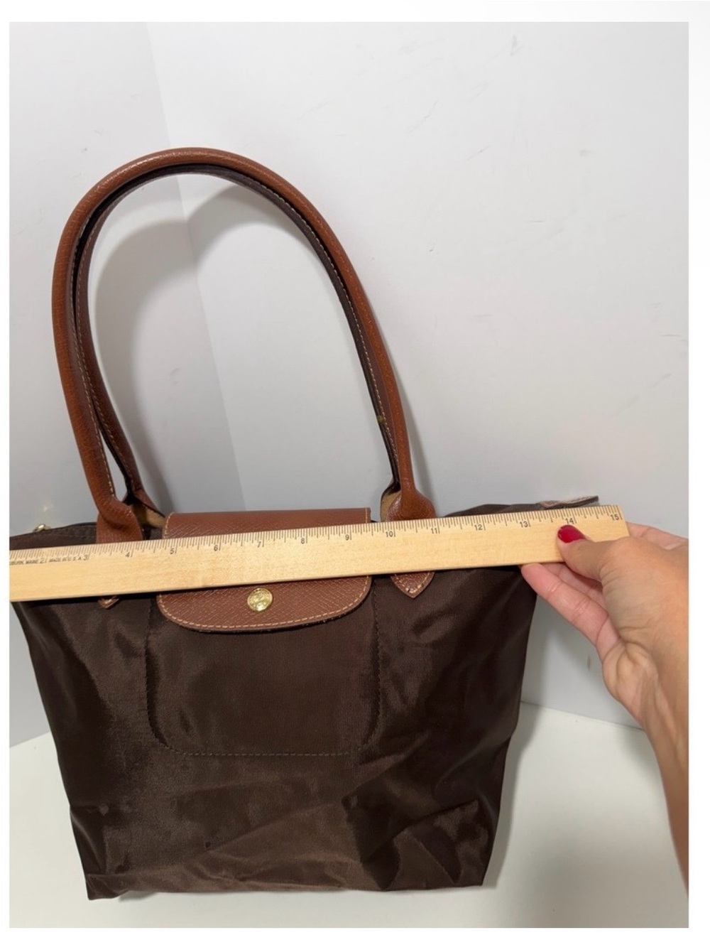 Longchamp Brown Tote with Tan Leather Trim - Picture 9 of 15